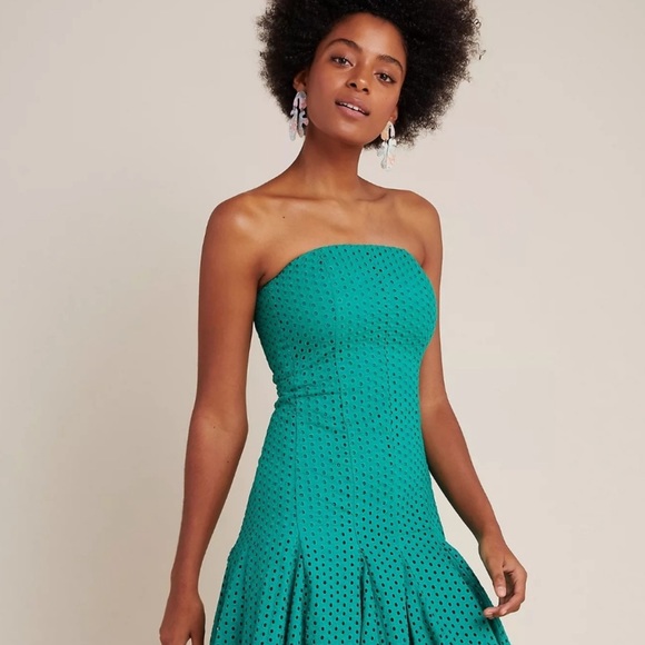 NWT Anthropologie Lelia Eyelet Green Midi Dress - Picture 3 of 9
